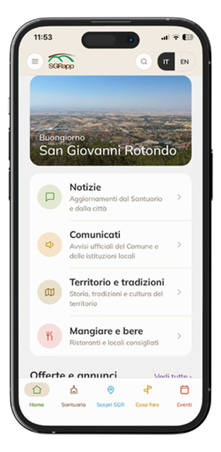 Schermata Home di SGRapp